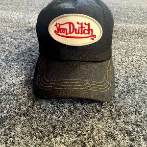 Von Dutch adjustable black denim trucker hat